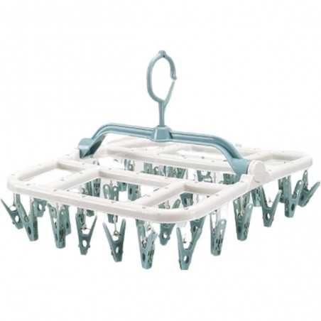 Uscator de Rufe Suspendat,40 Carlige, Rotire 360 Grade,Pliabil, Usor de Depozitat, Multifunctional, 36 x 24 cm, Alb/Albastru