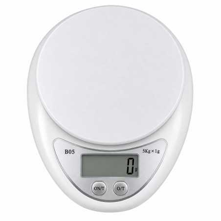 Cantar Electronic de Bucatarie, Capacitate Maxima 5 kg, Precizie 1 g, Display LCD Digital, 16.3x12.7x3.4 cm, Alb