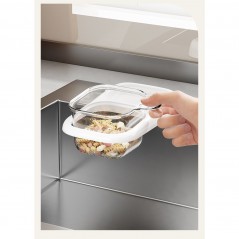 Cos de Scurgere pentru Chiuveta, din ABS, cu Maner si Ventuza, Multifunctional, 22 x 13 x 8.5 cm, Alb