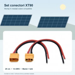 Set Conectori XT90 Mama-Tata cu Cablu 20 cm