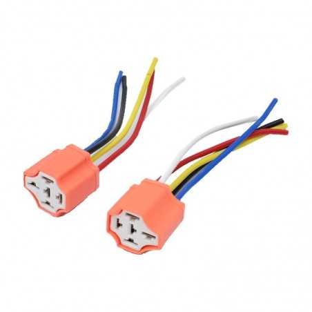 Set 2 Socluri Ceramice pentru Relee Auto cu 5 Pini si Fire de 10 cm