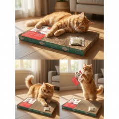 Placă de zgâriat pentru pisici Nunbell din carton ondulat, 43 × 21 × 3,5 cm. Utilizabilă pe ambele fețe, cu iarbă-mâței