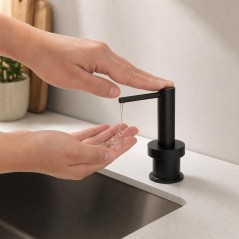 Dozator de Sapun Lichid, Dispenser Incastrat din Inox pentru Chiuveta, 500 ml, Negru