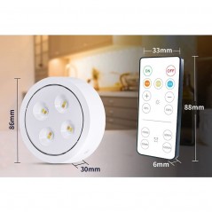 Set de 3 Lampi Led, Fara Fir, Cu Baterii, 3 Culori de Lumina, cu Telecomanda, din Plastic, Alb