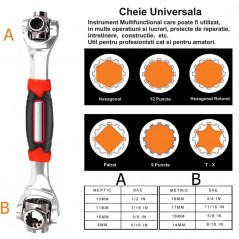 Cheie Tubulara 48 in 1 cu Rotatie 360˚