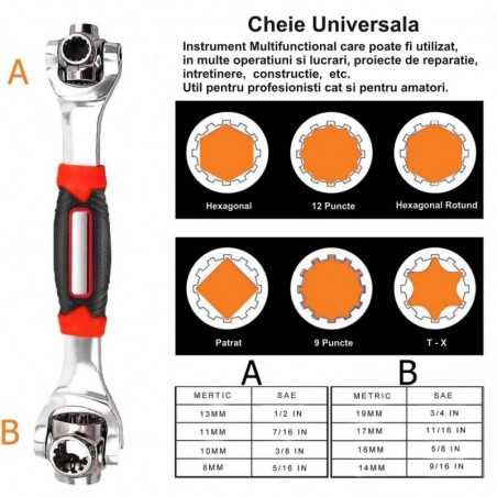 Cheie Tubulara 48 in 1 cu Rotatie 360˚