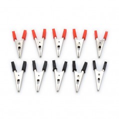 Set 10 Clești Crocodil 50mm cu Mânere Izolate, 5 Roșii și 5 Negri