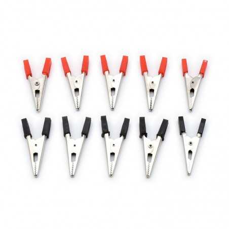 Set 10 Clești Crocodil 50mm cu Mânere Izolate, 5 Roșii și 5 Negri