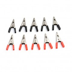 Set 10 Clești Crocodil 50mm cu Mânere Izolate, 5 Roșii și 5 Negri