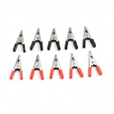 Set 10 Clești Crocodil 50mm cu Mânere Izolate, 5 Roșii și 5 Negri