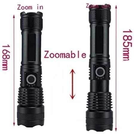 Lanterna LED XH P50 Incarcare USB Zoom Reglabil Acumulator 18650 X71
