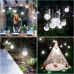 Lampa Solara , LED, Tip Candelabru Mic, Cu Bila Din Sticla Crapata, Exterioara, Impermeabila, Iluminare 6-12 H, Alb