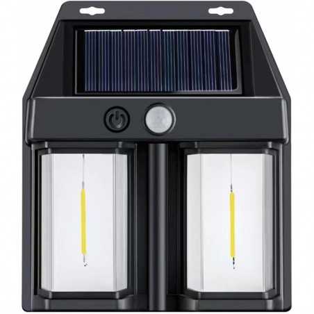 Lampa Solara LED Decorativa de Perete, pentru Exterior, Suspendata, 800mAh, 15x13x6 cm, Neagra