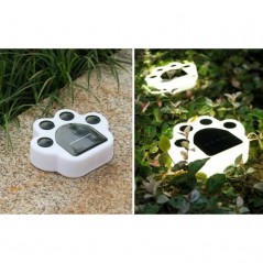 Set 4 Lampi Solare Led pentru Gradina, Model Laba de Urs, 14 x 13 x 3 cm, Buton On-Off, Alb Rece, Negru/Alb