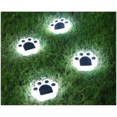 Set 4 Lampi Solare Led pentru Gradina, Model Laba de Urs, 14 x 13 x 3 cm, Buton On-Off, Alb Rece, Negru/Alb