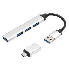 HUB 4 in 1 cu USB 3.0 si Adaptor Tip C