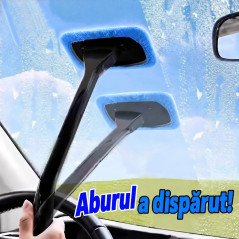 Dispozitiv Manual pentru Curatarea si Dezaburirea Parbrizului, cu Laveta din Microfibra si Maner Lung, Negru si Albastru