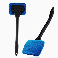 Dispozitiv Manual pentru Curatarea si Dezaburirea Parbrizului, cu Laveta din Microfibra si Maner Lung, Negru si Albastru