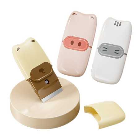 Mini Racleta de Curatare, pentru Etichete, Adezivi, din ABS+ Metal, 2 Lame Incluse, Alb