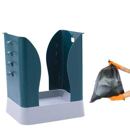 Cos de Gunoi Extensibil, din Plastic, Reglabil, Pliabil, Versatil, pentru Bucatarie, Baie sau Birou, 21x25x17 cm, Albastru Gri