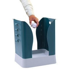 Cos de Gunoi Extensibil, din Plastic, Reglabil, Pliabil, Versatil, pentru Bucatarie, Baie sau Birou, 21x25x17 cm, Albastru Gri