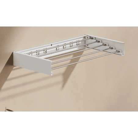 Suport Haine, Depozitare si Uscare Rufe, din Aluminiu, Pliabil, Impermeabil, Montare prin Perforare, 80 cm, Alb