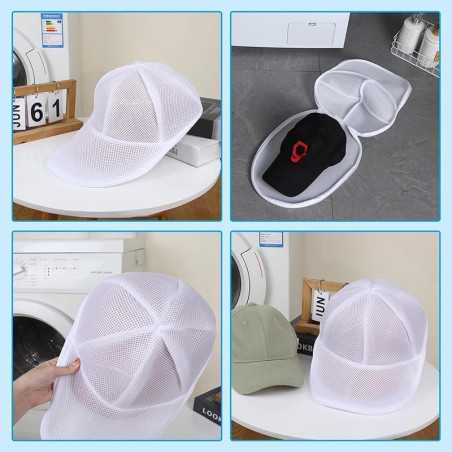 Husa de Spalare Sapca, pentru Masina de Spalat, din Poliester, Circumferinta 53 cm, cu Fermoar, Alb