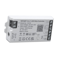 Controler WiFi si Bluetooth Tuya pentru Banda LED de 12–24V, Monocolor si CCT, C21W
