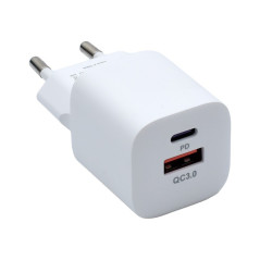 Incarcator Retea Rapid cu Tip C PD 20W si USB QC3.0 18W, Alb, CD-10