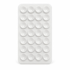 Suport pentru Telefon, cu Ventuze pe Ambele Fete, Varianta Ingrosata, Forma Dreptunghiulara, Silicon, 9 x 8 cm, Alb
