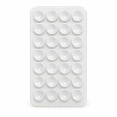 Suport pentru Telefon, cu Ventuze pe Ambele Fete, Varianta Ingrosata, Forma Dreptunghiulara, Silicon, 9 x 8 cm, Alb