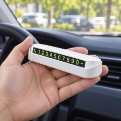 Placuta Auto pentru Parcare Temporara, cu Numar de Telefon Ascuns la Cerere, 12 x 3,cm, Alb