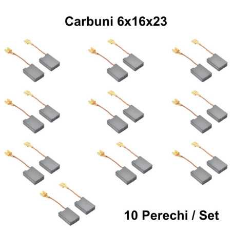 Perii Colectoare Carbuni 6x16x23 Papuc M 6,3mm / 10Set/Punga