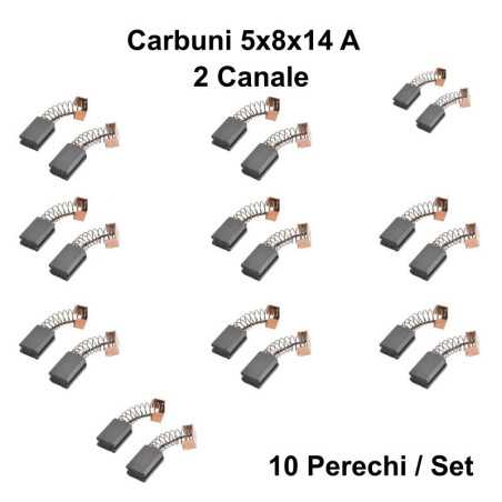 Perii Colectoare Carbuni 5x8x14,5 - A - 2 Canale / 10Set/Punga