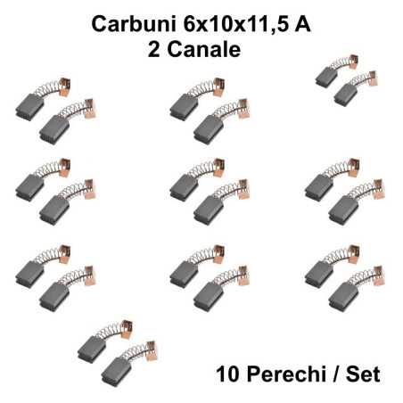 Perii Colectoare Carbuni 6x10x11,5 - A - 2 Canale / 10Set/Punga