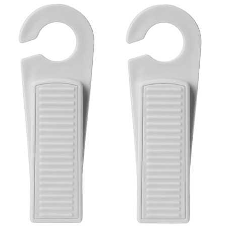 Set 2 Opritoare de Ușă din PVC Gri cu Inel de Agățare, 13 cm