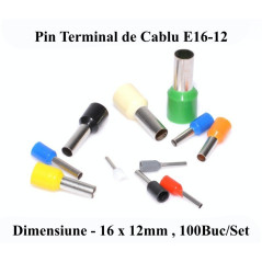 Pin Terminal de Cablu E16-12 Verde, 100Buc/Set