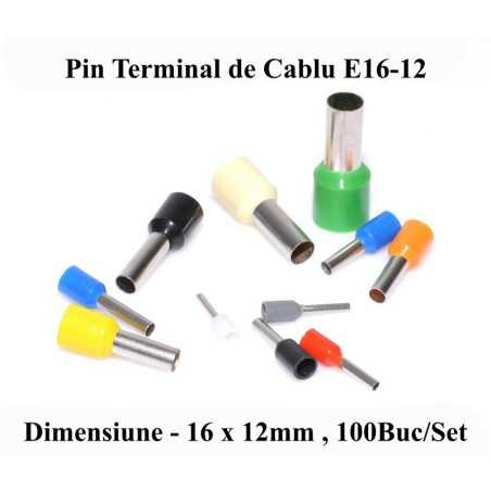 Pin Terminal de Cablu E16-12 Verde, 100Buc/Set