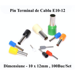 Pin Terminal de Cablu E10-12 Gri, 100Buc/Set