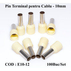 Pin Terminal de Cablu E10-12 Gri, 100Buc/Set