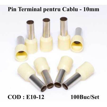 Pin Terminal de Cablu E10-12 Gri, 100Buc/Set