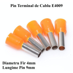 Pin Terminal de Cablu E4009 Portocaliu, 100Buc/Set