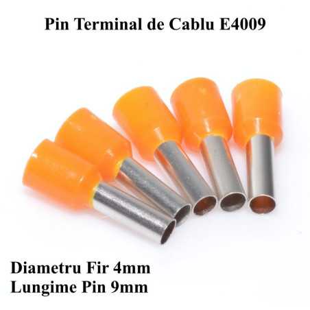 Pin Terminal de Cablu E4009 Portocaliu, 100Buc/Set