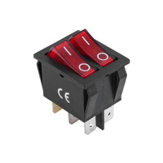 Comutator IRS 20A Led Rosu/Rosu 6P - 250V / KCD6