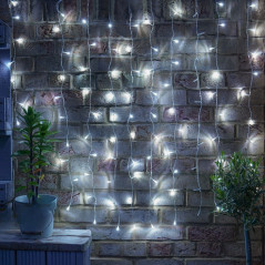 Instalatie Craciun Yoto, Tip Perdea, 3 m x 3 m, 320 LED-uri, Prelungitor 1.5 m, 8 Jocuri de Lumini, Interior/Exterior, Alb Rece