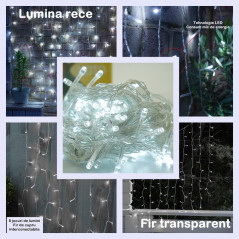 Instalatie Craciun Yoto, Tip Perdea, 3 m x 3 m, 320 LED-uri, Prelungitor 1.5 m, 8 Jocuri de Lumini, Interior/Exterior, Alb Rece