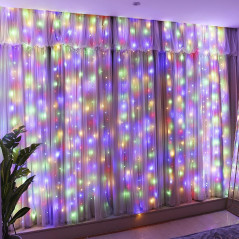 Instalatie Craciun Yoto, Tip Perdea, 5 m x 1 m, 200 LED-uri, Prelungitor 1.5 m, 8 Jocuri de Lumini, Interconectabila, Multicolor