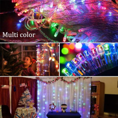 Instalatie Craciun Yoto, Tip Perdea, 5 m x 1 m, 200 LED-uri, Prelungitor 1.5 m, 8 Jocuri de Lumini, Interconectabila, Multicolor
