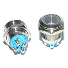 Intrerupator Push Metalic 16mm cu Led 12V cu Revenire