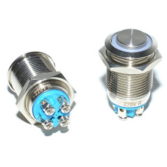 Push Metalic 16mm cu Led Rosu 220V
